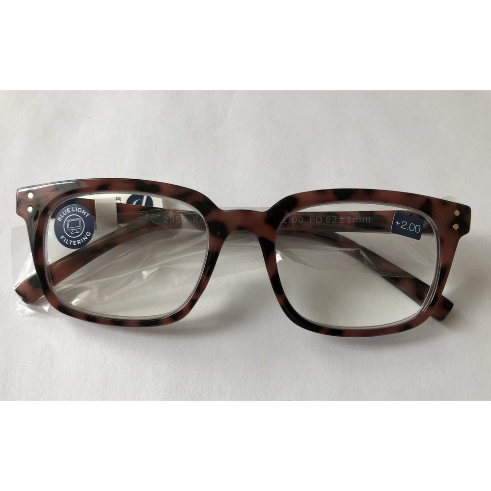 New Pink Tortoise Peepers Blue‎ Light filtering Glasses  +2.00